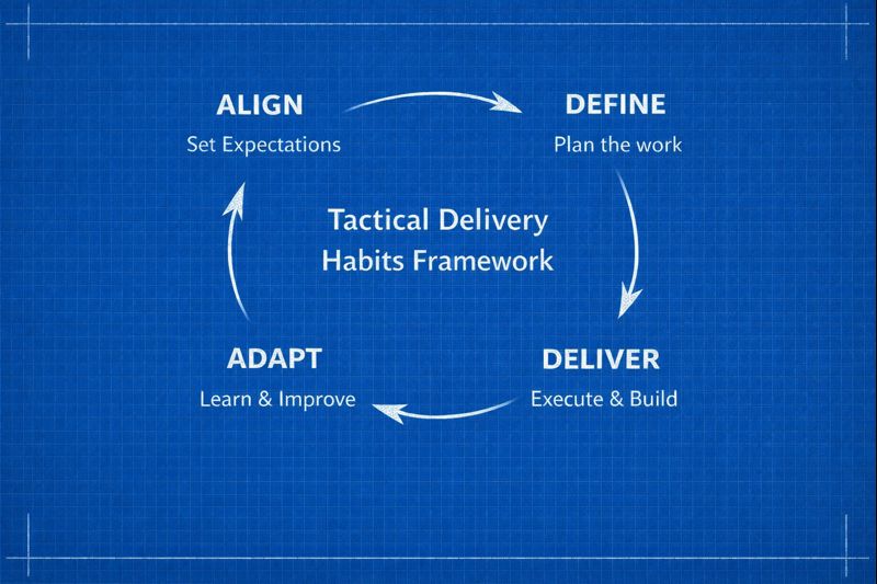 The Tactical Delivery Habits Framework flow. Align, Define, Deliver, Adapt in a cycle.